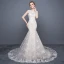 Chic / Belle Église Robe De Mariée 2017 Blanche Chapel Train Trompette / Sirène Encolure Dégagée Sans Manches Dos Nu En Dentelle Appliques Faux Diamant
