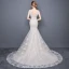 Chic / Belle Église Robe De Mariée 2017 Blanche Chapel Train Trompette / Sirène Encolure Dégagée Sans Manches Dos Nu En Dentelle Appliques Faux Diamant