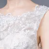 Chic / Beautiful Church Wedding Dresses 2017 White Chapel Train Trumpet / Mermaid Scoop Neck Sleeveless Backless Lace Appliques Rhinestone