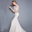Chic / Belle Église Robe De Mariée 2017 Blanche Chapel Train Trompette / Sirène Encolure Dégagée Sans Manches Dos Nu En Dentelle Appliques Faux Diamant