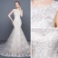 Chic / Belle Église Robe De Mariée 2017 Blanche Chapel Train Trompette / Sirène Encolure Dégagée Sans Manches Dos Nu En Dentelle Appliques Faux Diamant