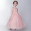 Chic / Beautiful Hall Wedding Party Dresses 2017 Flower Girl Dresses Candy Pink Tea-length Ball Gown Cascading Ruffles Scoop Neck Sleeveless Bow Flower Appliques Sequins Rhinestone