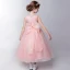 Chic / Beautiful Hall Wedding Party Dresses 2017 Flower Girl Dresses Candy Pink Tea-length Ball Gown Cascading Ruffles Scoop Neck Sleeveless Bow Flower Appliques Sequins Rhinestone