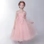 Chic / Beautiful Hall Wedding Party Dresses 2017 Flower Girl Dresses Candy Pink Tea-length Ball Gown Cascading Ruffles Scoop Neck Sleeveless Bow Flower Appliques Sequins Rhinestone