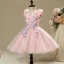 Chic / Beautiful Hall Wedding Party Dresses 2017 Flower Girl Dresses Candy Pink Short Ball Gown Cascading Ruffles V-Neck Sleeveless Flower Appliques Pearl