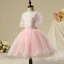 Chic / Beautiful Hall Wedding Party Dresses 2017 Flower Girl Dresses Blushing Pink Short Ball Gown Cascading Ruffles Scoop Neck 1/2 Sleeves Tassel Flower Appliques