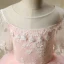 Chic / Beautiful Hall Wedding Party Dresses 2017 Flower Girl Dresses Blushing Pink Short Ball Gown Cascading Ruffles Scoop Neck 1/2 Sleeves Tassel Flower Appliques