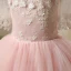 Chic / Beautiful Hall Wedding Party Dresses 2017 Flower Girl Dresses Blushing Pink Short Ball Gown Cascading Ruffles Scoop Neck 1/2 Sleeves Tassel Flower Appliques