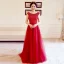Chic / Beautiful Prom Dresses 2018 A-Line / Princess Scoop Neck Beading Pearl Bow Sash Floor-Length / Long Ruffle Backless Formal Dresses