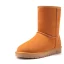 Klassisk Stövlar Dam 2017 Tan Läder Mitten Kalv Mocka Casual Vinter Platt Snow Boots