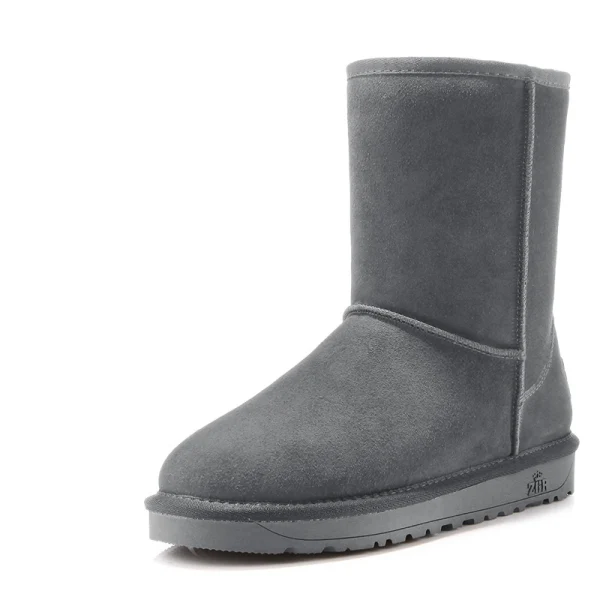 Klassisk Stövlar Dam 2017 Tan Läder Mitten Kalv Mocka Casual Vinter Platt Snow Boots
