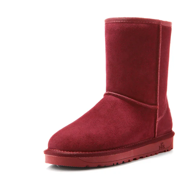 Klassisk Stövlar Dam 2017 Tan Läder Mitten Kalv Mocka Casual Vinter Platt Snow Boots