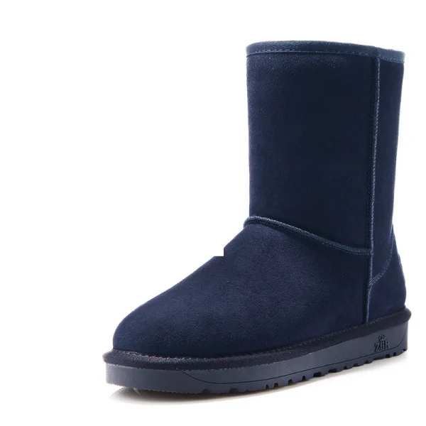 Klassisk Stövlar Dam 2017 Tan Läder Mitten Kalv Mocka Casual Vinter Platt Snow Boots