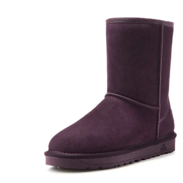 Klassisk Stövlar Dam 2017 Tan Läder Mitten Kalv Mocka Casual Vinter Platt Snow Boots