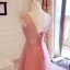 Chic / Beautiful Prom Dresses 2018 A-Line / Princess Scoop Neck Beading Pearl Bow Sash Floor-Length / Long Ruffle Backless Formal Dresses