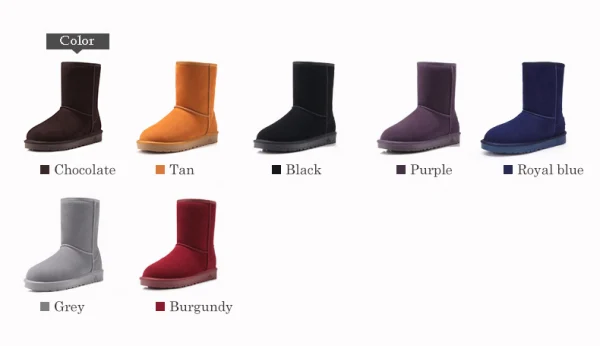 Klassisk Stövlar Dam 2017 Tan Läder Mitten Kalv Mocka Casual Vinter Platt Snow Boots