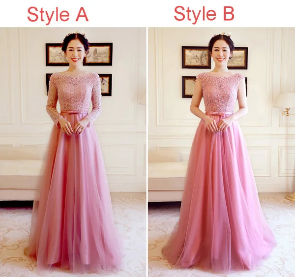 Chic / Beautiful Prom Dresses 2018 A-Line / Princess Scoop Neck Beading Pearl Bow Sash Floor-Length / Long Ruffle Backless Formal Dresses