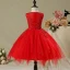 Chic / Beautiful Hall Wedding Party Dresses 2017 Flower Girl Dresses Red Short Ball Gown Cascading Ruffles Sleeveless Scoop Neck Flower Appliques Pearl