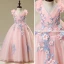 Chic / Beautiful Church Wedding Party Dresses 2017 Flower Girl Dresses Candy Pink Ball Gown Floor-Length / Long Scoop Neck Sleeveless Flower Appliques Pearl
