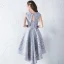 2 Bit Hall Formella Klänningar 2017 Studentklänningar Silver Prinsessa Asymmetrisk Cascading Volanger Urringning Ärmlös Halterneck Spets Appliqués