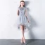Abordable Salle Robe De Ceremonie 2017 Robe De Graduation Asymétrique Princesse Noeud Ceinture Volants en Cascade Encolure Dégagée Manches Courtes En Dentelle Appliques