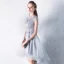 Abordable Salle Robe De Ceremonie 2017 Robe De Graduation Asymétrique Princesse Noeud Ceinture Volants en Cascade Encolure Dégagée Manches Courtes En Dentelle Appliques