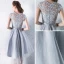 Abordable Salle Robe De Ceremonie 2017 Robe De Graduation Asymétrique Princesse Noeud Ceinture Volants en Cascade Encolure Dégagée Manches Courtes En Dentelle Appliques