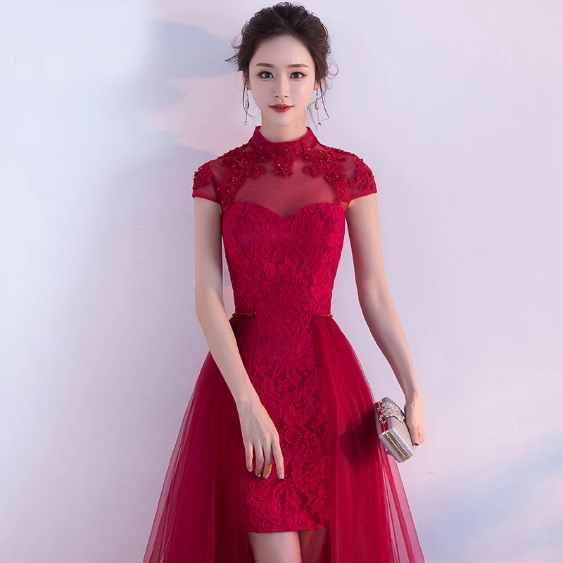 chinese dress ladies 2017 Fall Fashion Lace high slit Romper Maxi Unique Bridesmaid Dress –  Frugal Mughal main image 0