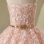 Chic / Beautiful Hall Wedding Party Dresses 2017 Flower Girl Dresses Pearl Pink Short Ball Gown Scoop Neck Sleeveless Backless Rhinestone Metal Sash Appliques Flower