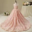 Chic / Beautiful Hall Wedding Party Dresses 2017 Flower Girl Dresses Pearl Pink Ball Gown Asymmetrical Scoop Neck Sleeveless Rhinestone Metal Sash Appliques Flower