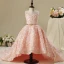 Chic / Beautiful Hall Wedding Party Dresses 2017 Flower Girl Dresses Pearl Pink Ball Gown Asymmetrical Scoop Neck Sleeveless Rhinestone Metal Sash Appliques Flower