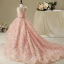Chic / Beautiful Hall Wedding Party Dresses 2017 Flower Girl Dresses Pearl Pink Ball Gown Asymmetrical Scoop Neck Sleeveless Rhinestone Metal Sash Appliques Flower