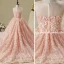 Chic / Beautiful Hall Wedding Party Dresses 2017 Flower Girl Dresses Pearl Pink Ball Gown Asymmetrical Scoop Neck Sleeveless Rhinestone Metal Sash Appliques Flower