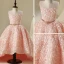 Chic / Beautiful Hall Wedding Party Dresses 2017 Flower Girl Dresses Pearl Pink Ball Gown Asymmetrical Scoop Neck Sleeveless Rhinestone Metal Sash Appliques Flower