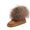 Mode Stövlar Dam 2017 Tan Mocka Stövletter Läder Casual Vinter Platt Snow Boots