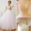 Charmant Ivory / Creme Rosa Brautkleider 2018 A Linie V-Ausschnitt Ärmellos Rückenfreies Applikationen Blumen Perlenstickerei Rüschen Kapelle-Schleppe