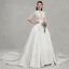 Unique Beste Ivory / Creme Übergröße Brautkleider / Hochzeitskleider 2020 A Linie Tiefer V-Ausschnitt 1/2 Ärmel Applikationen Rückenfreies Perlenstickerei Pailletten Kapelle-Schleppe Hochzeit