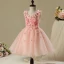 Chic / Beautiful Hall Wedding Party Dresses 2017 Flower Girl Dresses Pearl Pink Short Ball Gown Cascading Ruffles V-Neck Sleeveless Appliques Flower