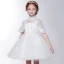 2 Piece Church Wedding Party Dresses 2017 Flower Girl Dresses White Short Ball Gown Cascading Ruffles 1/2 Sleeves High Neck Lace Appliques Beading