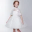 2 Piece Church Wedding Party Dresses 2017 Flower Girl Dresses White Short Ball Gown Cascading Ruffles 1/2 Sleeves High Neck Lace Appliques Beading