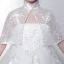2 Piece Church Wedding Party Dresses 2017 Flower Girl Dresses White Short Ball Gown Cascading Ruffles 1/2 Sleeves High Neck Lace Appliques Beading