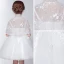 2 Piece Church Wedding Party Dresses 2017 Flower Girl Dresses White Short Ball Gown Cascading Ruffles 1/2 Sleeves High Neck Lace Appliques Beading