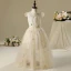Chic / Beautiful Church Wedding Party Dresses 2017 Flower Girl Dresses Champagne Floor-Length / Long A-Line / Princess Pearl Scoop Neck Sleeveless Braid Sash Sequins Appliques