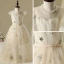 Chic / Beautiful Church Wedding Party Dresses 2017 Flower Girl Dresses Champagne Floor-Length / Long A-Line / Princess Pearl Scoop Neck Sleeveless Braid Sash Sequins Appliques