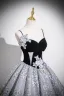 Unusual Black Beading Lace Flower Printing Prom Dresses 2025 Ball Gown Spaghetti Straps Sleeveless Backless Floor-Length / Long Formal Dresses