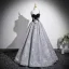 Unusual Black Beading Lace Flower Printing Prom Dresses 2025 Ball Gown Spaghetti Straps Sleeveless Backless Floor-Length / Long Formal Dresses