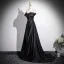 Sexy Schwarz Satin Abendkleider 2025 A Linie Bandeau Ärmellos Rückenfreies Lange Festliche Kleider