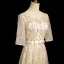 Bling Bling Champagne Sequins Prom Dresses 2024 A-Line / Princess Scoop Neck Short Sleeve Backless Bow Sash Floor-Length / Long Prom Formal Dresses