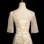 Bling Bling Champagne Sequins Prom Dresses 2024 A-Line / Princess Scoop Neck Short Sleeve Backless Bow Sash Floor-Length / Long Prom Formal Dresses