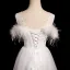 Fashion White Lace Flower Butterfly Appliques Feather Prom Dresses 2024 A-Line / Princess Scoop Neck Sleeveless Backless Floor-Length / Long Prom Formal Dresses